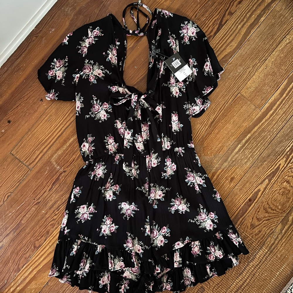 Floral Black Romper, top shop
